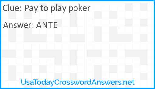 Pay to play poker Answer