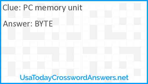 PC memory unit Answer