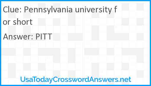 Pennsylvania university for short Answer