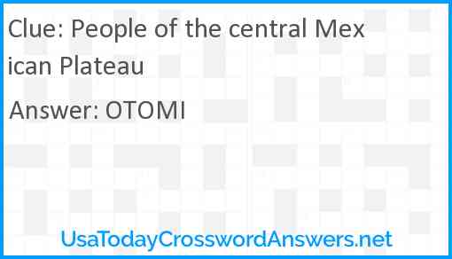 People of the central Mexican Plateau Answer