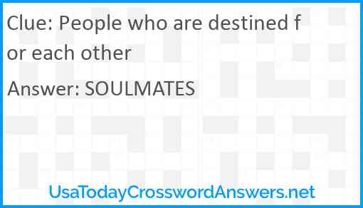 People who are destined for each other Answer