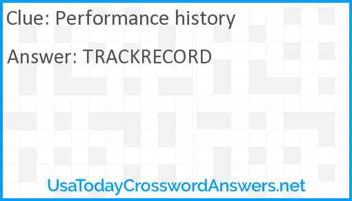 Performance history Answer