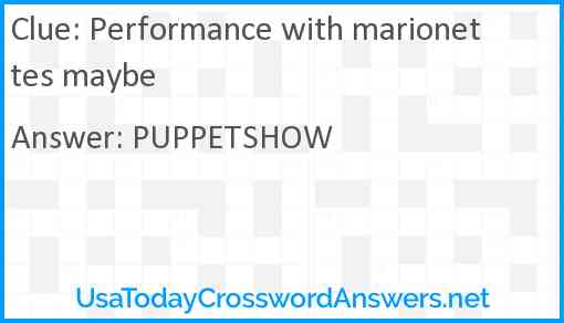Performance with marionettes maybe Answer