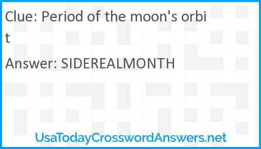 Period of the moon's orbit Answer