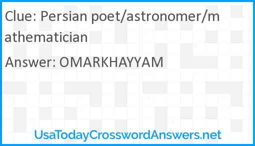 Persian poet/astronomer/mathematician Answer