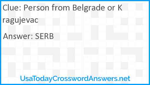 Person from Belgrade or Kragujevac Answer