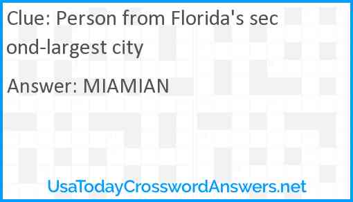 Person from Florida's second-largest city Answer