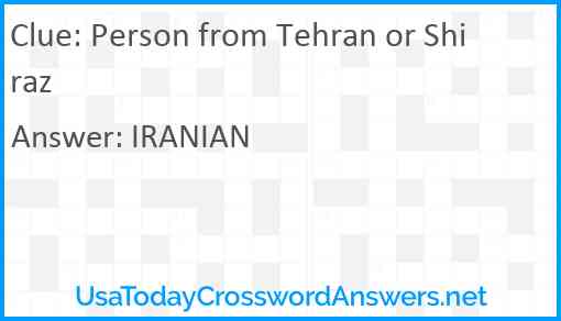 Person from Tehran or Shiraz Answer
