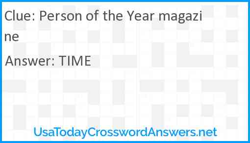 Person of the Year magazine Answer