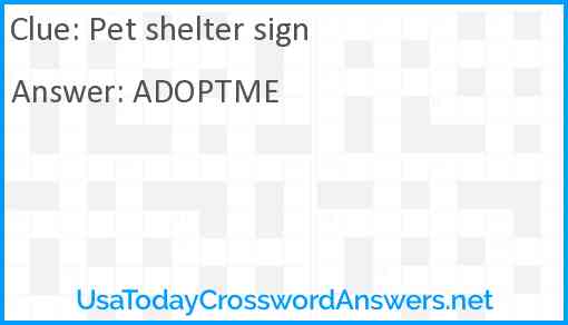 Pet shelter sign Answer