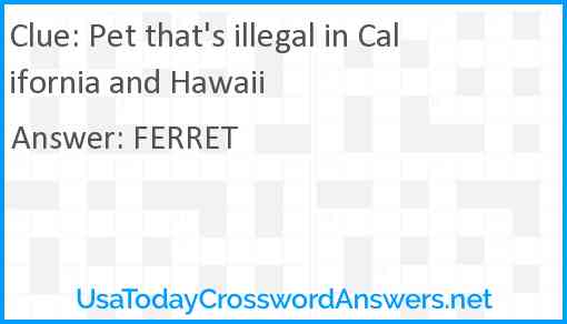 Pet that's illegal in California and Hawaii Answer
