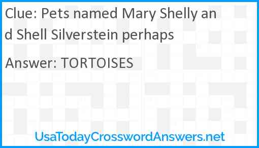 Pets named Mary Shelly and Shell Silverstein perhaps Answer