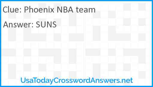 Phoenix NBA team Answer