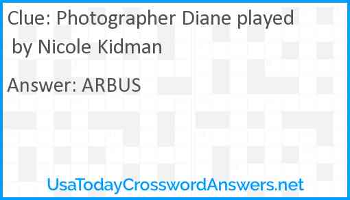 Photographer Diane played by Nicole Kidman Answer
