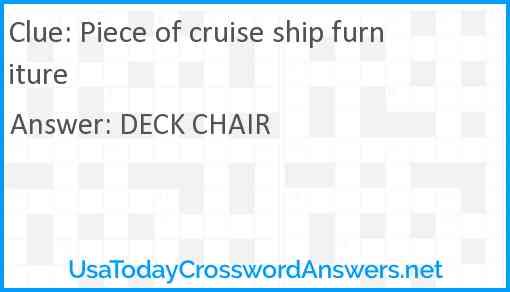 Piece of cruise ship furniture Answer