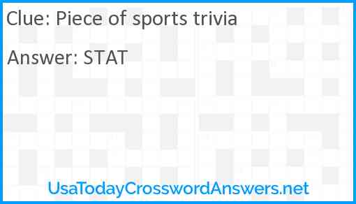 Piece of sports trivia Answer