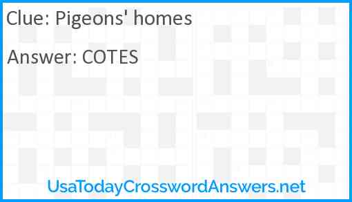 Pigeons' homes Answer