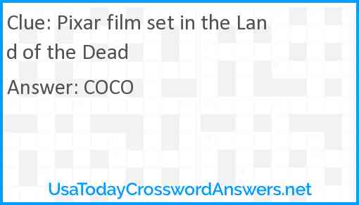 Pixar film set in the Land of the Dead Answer