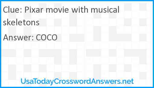 Pixar movie with musical skeletons Answer