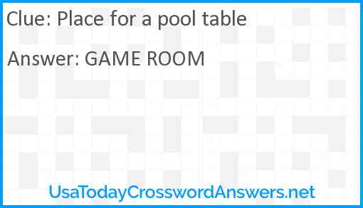 Place for a pool table Answer