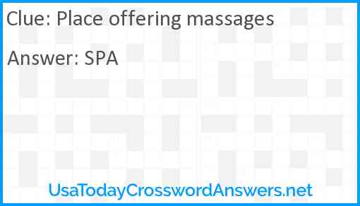 Place offering massages Answer