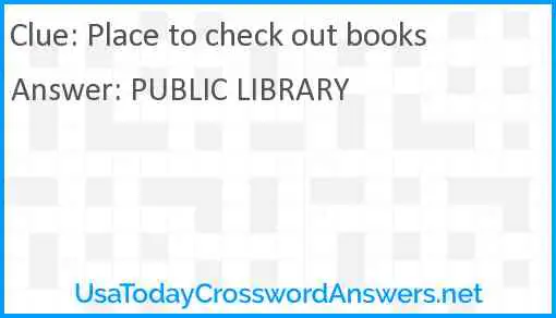 Place to check out books Answer