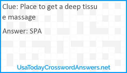Place to get a deep tissue massage Answer