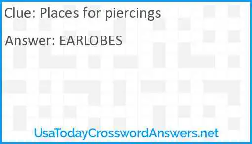 Places for piercings Answer