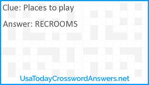 Places to play Answer