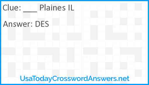___ Plaines IL Answer