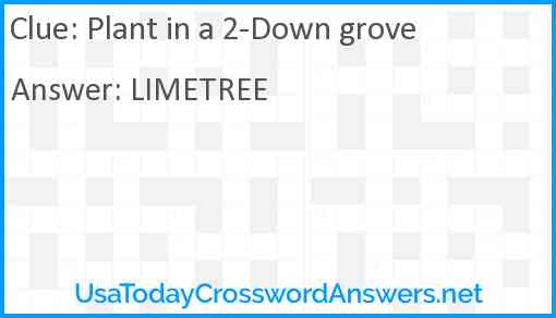 Plant in a 2-Down grove Answer