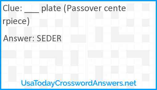 ___ plate (Passover centerpiece) Answer