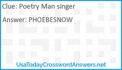 Poetry Man singer Answer