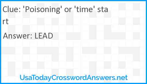 'Poisoning' or 'time' start Answer