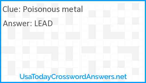 Poisonous metal Answer