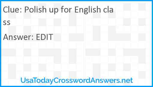 Polish up for English class Answer