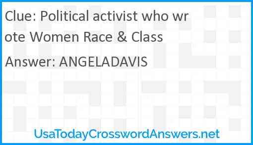 Political activist who wrote Women Race & Class Answer