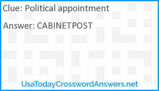 Political appointment Answer