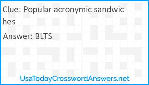 Popular acronymic sandwiches Answer
