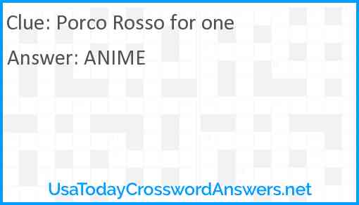 Porco Rosso for one Answer