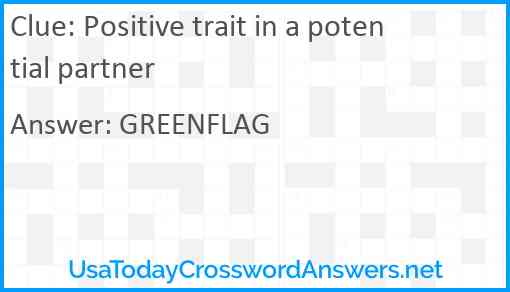 Positive trait in a potential partner Answer