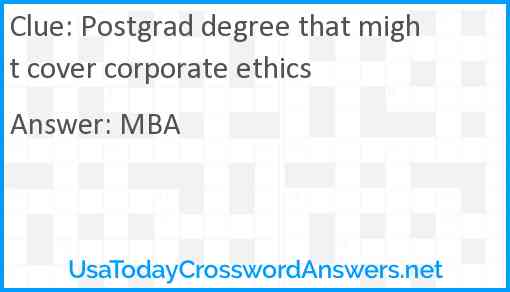 Postgrad degree that might cover corporate ethics Answer