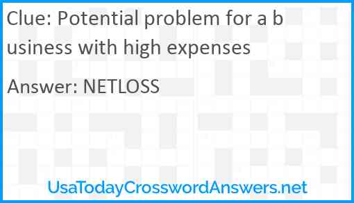 Potential problem for a business with high expenses Answer