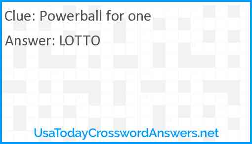 Powerball for one Answer