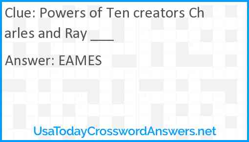 Powers of Ten creators Charles and Ray ___ Answer