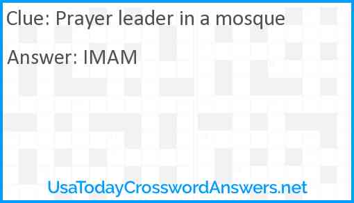 Prayer leader in a mosque Answer