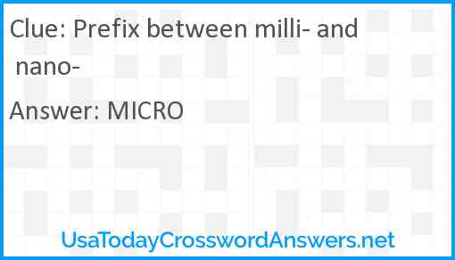 Prefix between milli- and nano- Answer