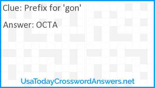 Prefix for 'gon' Answer