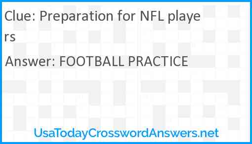 Preparation for NFL players Answer