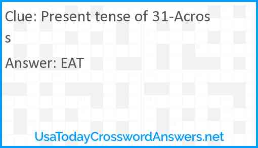 Present tense of 31-Across Answer